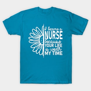 Nurse Flower Design T-Shirt